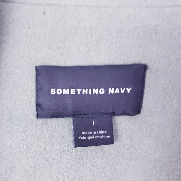 Something Navy Olive Long Wool Top Coat Large - Picture 7 of 9